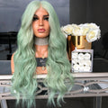 Green Mid-Length Curly Hair Wig-4