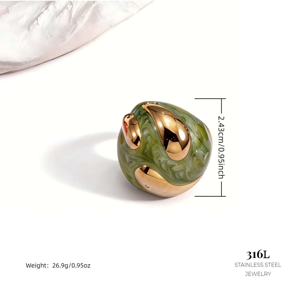 18K Gold Plated Enamel Capsule Ring Stacking 316L Stainless Steel Stackable Bubble Dome Marble Swirl Fashion Jewelry Non Tarnish-12