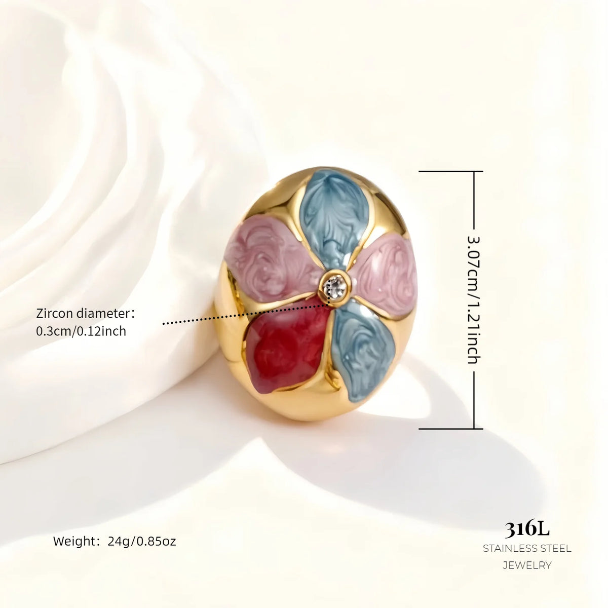 18K Gold Plated Enamel Capsule Ring Stacking 316L Stainless Steel Stackable Bubble Dome Marble Swirl Fashion Jewelry Non Tarnish-13