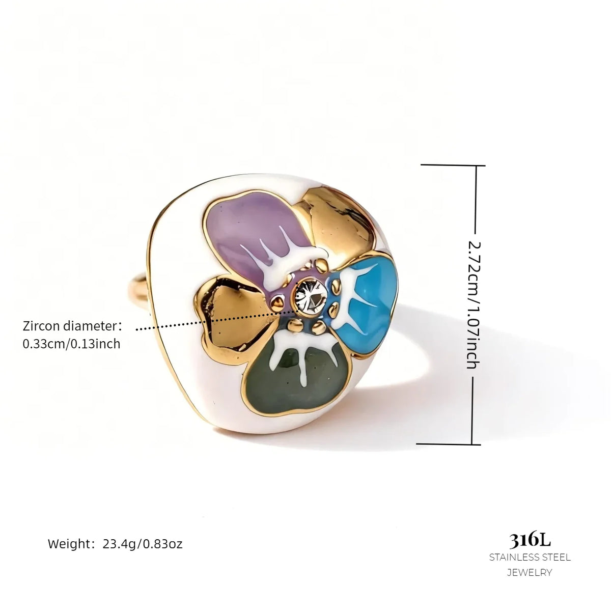 18K Gold Plated Enamel Capsule Ring Stacking 316L Stainless Steel Stackable Bubble Dome Marble Swirl Fashion Jewelry Non Tarnish-7