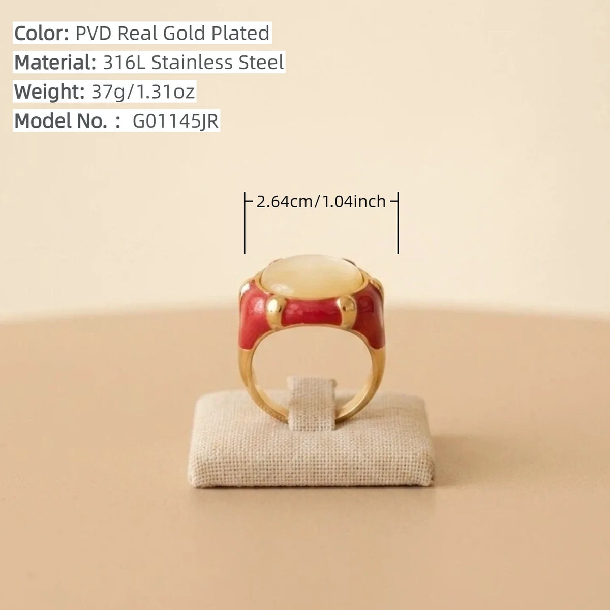 Color Enamel Statement Ring Cat's Eye Faceted Glass Gem Gold Plated Stainless Steel Hypoallergenic Vintage Women Cocktail Rings-11