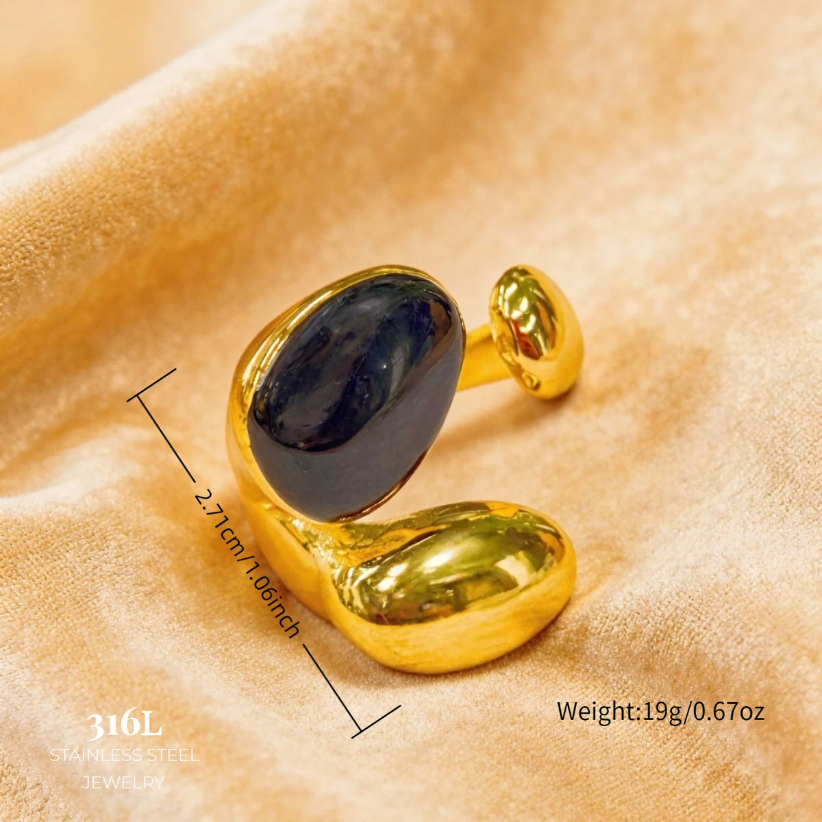 316L Stainless Steel Gold Plated Enamel Ring Women's Irregular Drip Glaze Open Ring Hypoallergenic Anti-tarnish Fashion Jewelry-14
