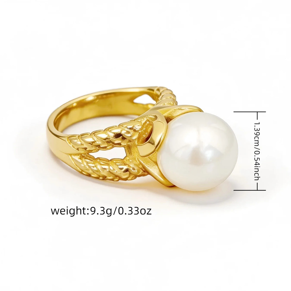 Adjustable Gold Pearl Cuff Rings 316L Stainless Steel 18K 24K Gold Plated Trendy Wholesale Fashion Jewelry Floral Starfish-14