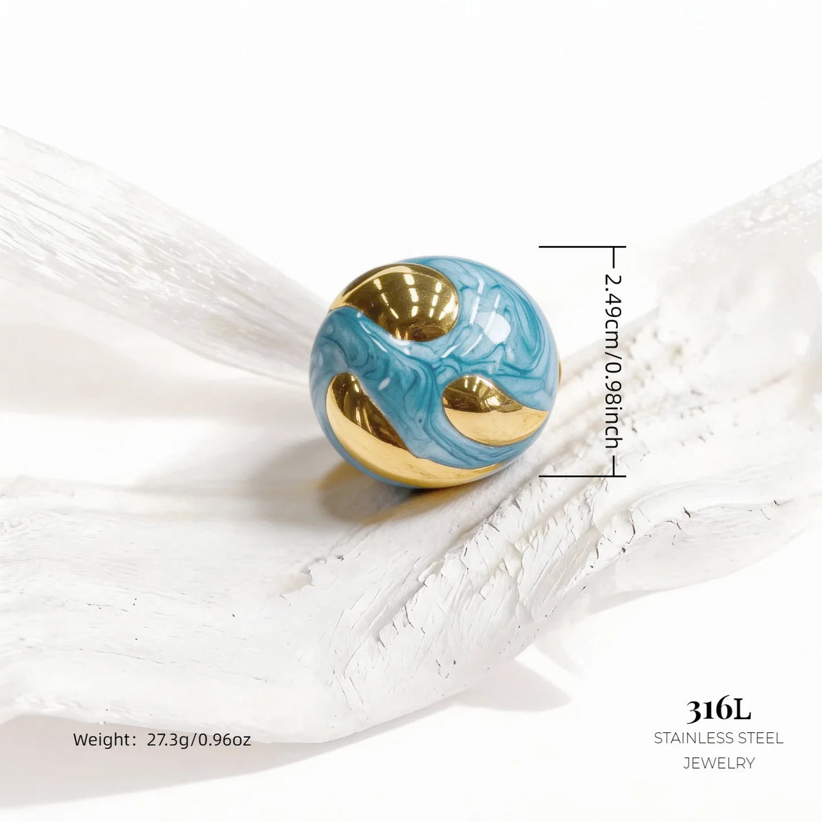 18K Gold Plated Enamel Capsule Ring Stacking 316L Stainless Steel Stackable Bubble Dome Marble Swirl Fashion Jewelry Non Tarnish-11