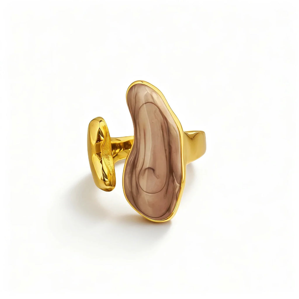316L Stainless Steel Gold Plated Enamel Ring Women's Irregular Drip Glaze Open Ring Hypoallergenic Anti-tarnish Fashion Jewelry-6