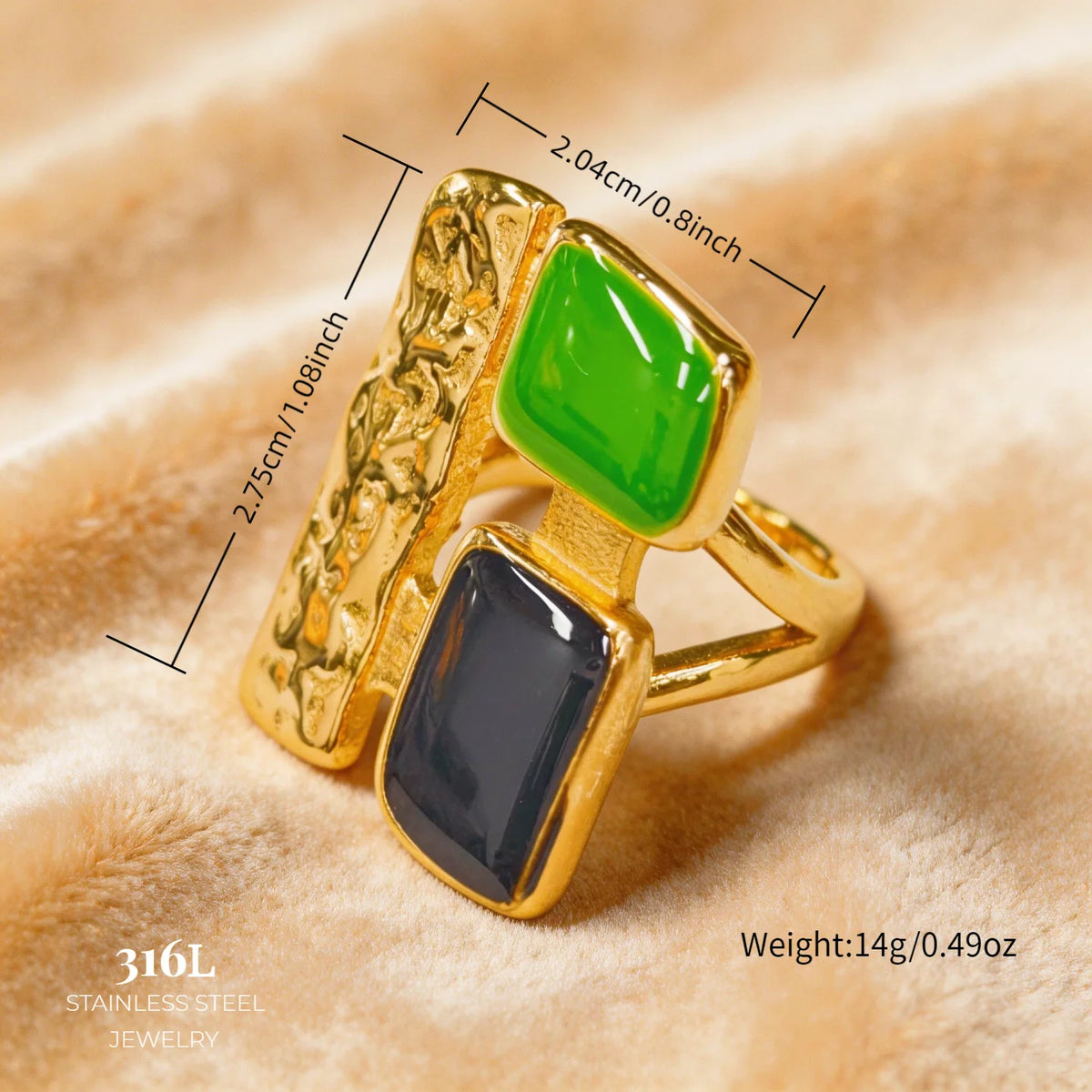 316L Stainless Steel Gold Plated Enamel Ring Women's Irregular Drip Glaze Open Ring Hypoallergenic Anti-tarnish Fashion Jewelry-10
