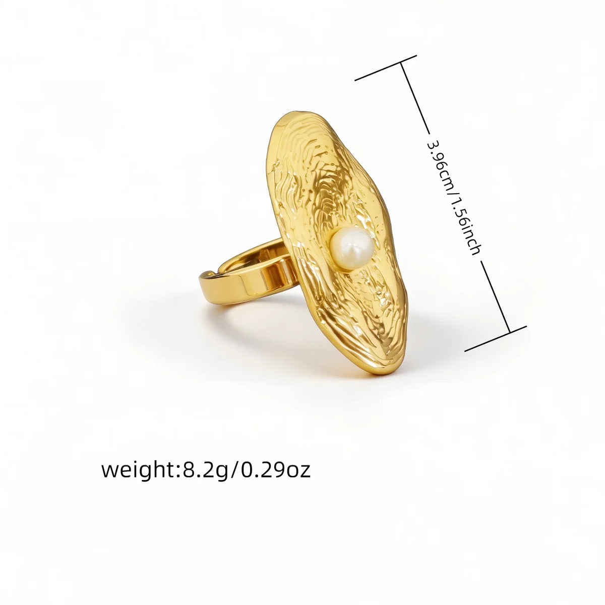 Adjustable Gold Pearl Cuff Rings 316L Stainless Steel 18K 24K Gold Plated Trendy Wholesale Fashion Jewelry Floral Starfish-10