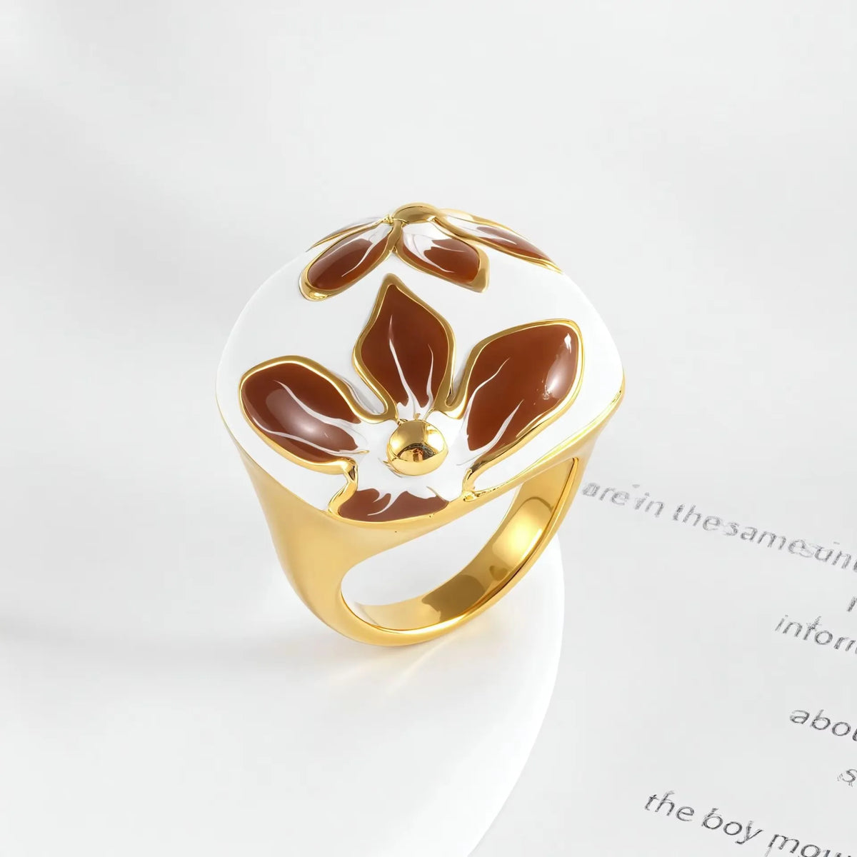 18K Gold Plated Enamel Capsule Ring Stacking 316L Stainless Steel Stackable Bubble Dome Marble Swirl Fashion Jewelry Non Tarnish-14