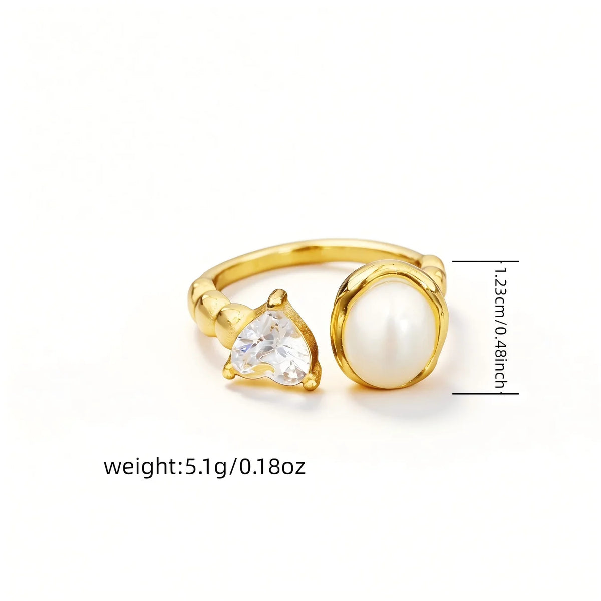 Adjustable Gold Pearl Cuff Rings 316L Stainless Steel 18K 24K Gold Plated Trendy Wholesale Fashion Jewelry Floral Starfish-15
