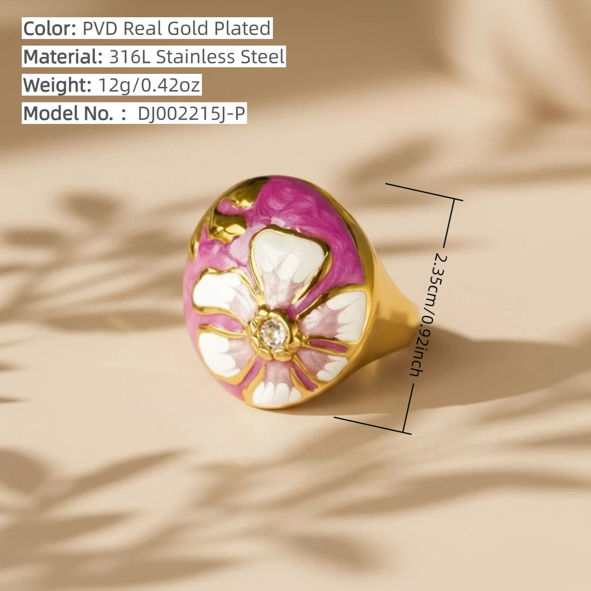 18K Gold Plated Enamel Capsule Ring Stacking 316L Stainless Steel Stackable Bubble Dome Marble Swirl Fashion Jewelry Non Tarnish-16