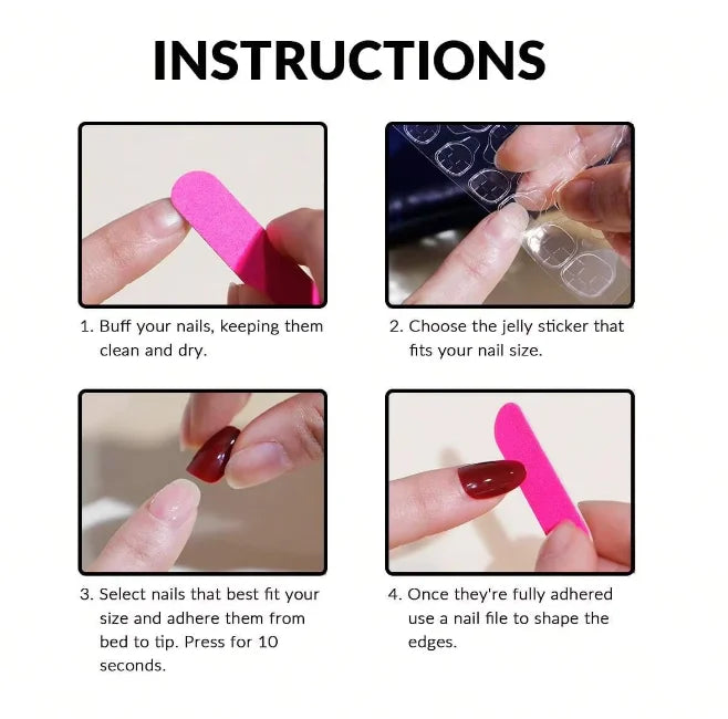 High Quality Thick Acrylic Press-On Artificial Fingernails for Women TikTok Popular Long Medium Square Design with Jelly Glue-5