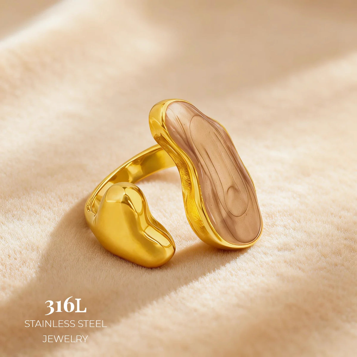 316L Stainless Steel Gold Plated Enamel Ring Women's Irregular Drip Glaze Open Ring Hypoallergenic Anti-tarnish Fashion Jewelry-2