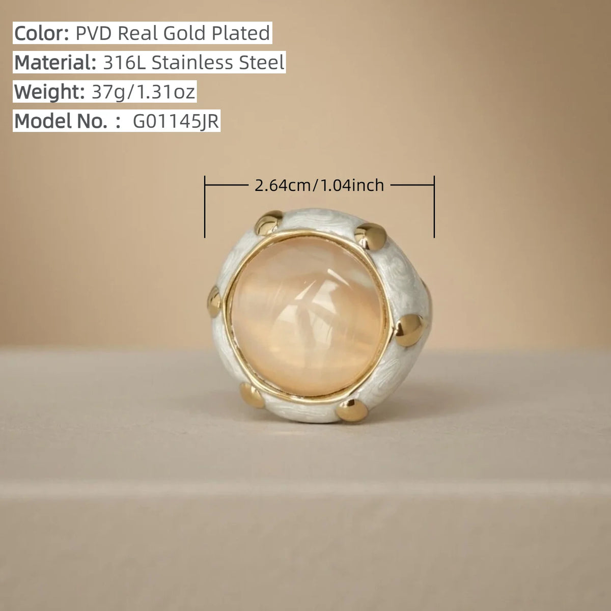 Color Enamel Statement Ring Cat's Eye Faceted Glass Gem Gold Plated Stainless Steel Hypoallergenic Vintage Women Cocktail Rings-8