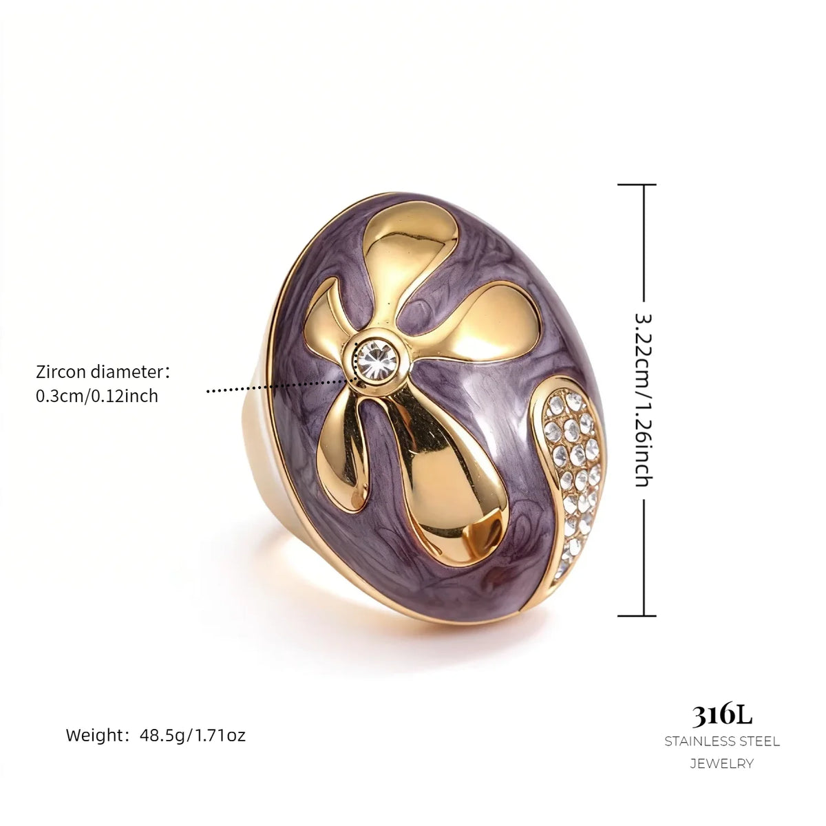 18K Gold Plated Enamel Capsule Ring Stacking 316L Stainless Steel Stackable Bubble Dome Marble Swirl Fashion Jewelry Non Tarnish-15