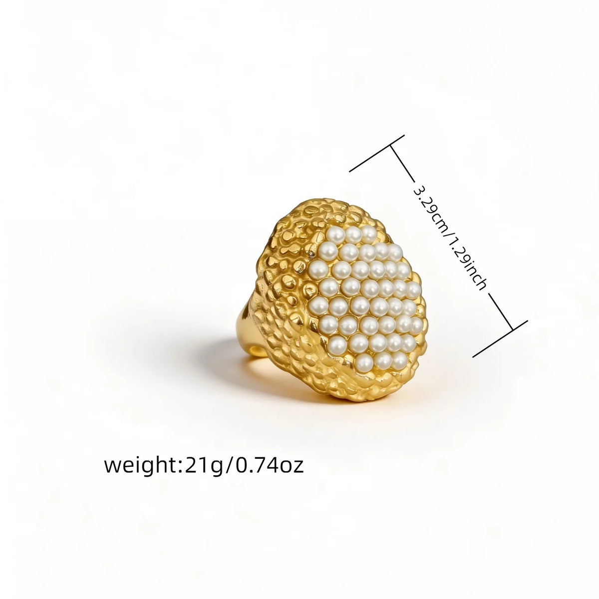 Adjustable Gold Pearl Cuff Rings 316L Stainless Steel 18K 24K Gold Plated Trendy Wholesale Fashion Jewelry Floral Starfish-7