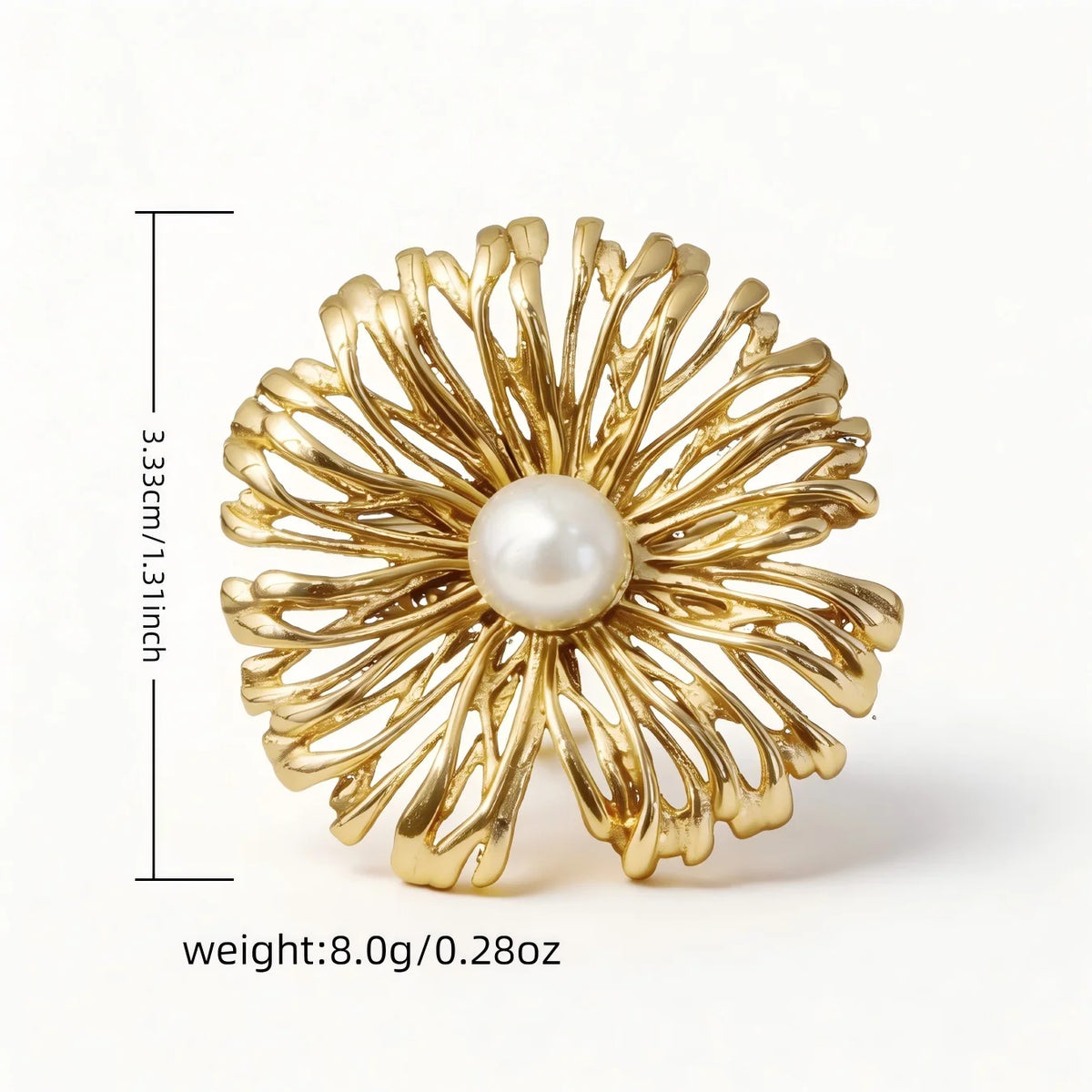 Adjustable Gold Pearl Cuff Rings 316L Stainless Steel 18K 24K Gold Plated Trendy Wholesale Fashion Jewelry Floral Starfish-4