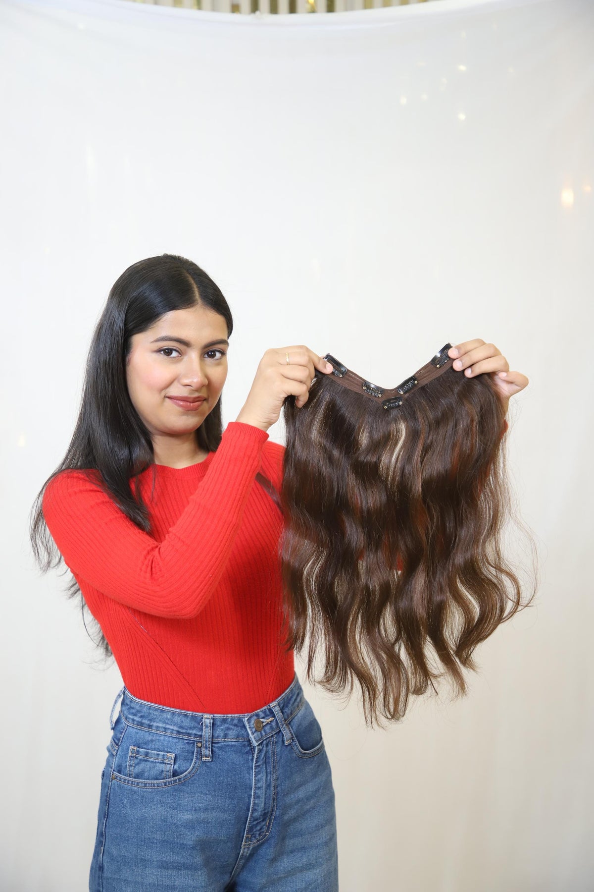 V-Shape Clip-In Volumizer | Back & Side Volume with Layered Fall | Remy Hair India-0
