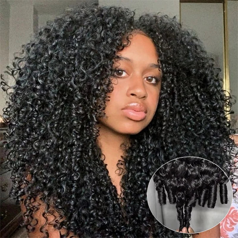 300 Density Burmese Curly Human Hair Wigs For Women 4C Afro Kinky Culry 3 IN 1 Half Wigs Human Hair Wigs 100% Human Hair On Sale-6