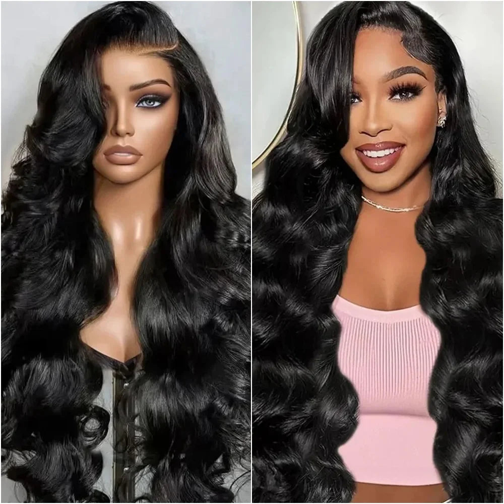 Body Wave 13x6 HD Transparent Lace Front Human Hair Wig 40 Inch Pre Plucked 220 Density 5x5 Glueless Lace Frontal Wigs for Women-0