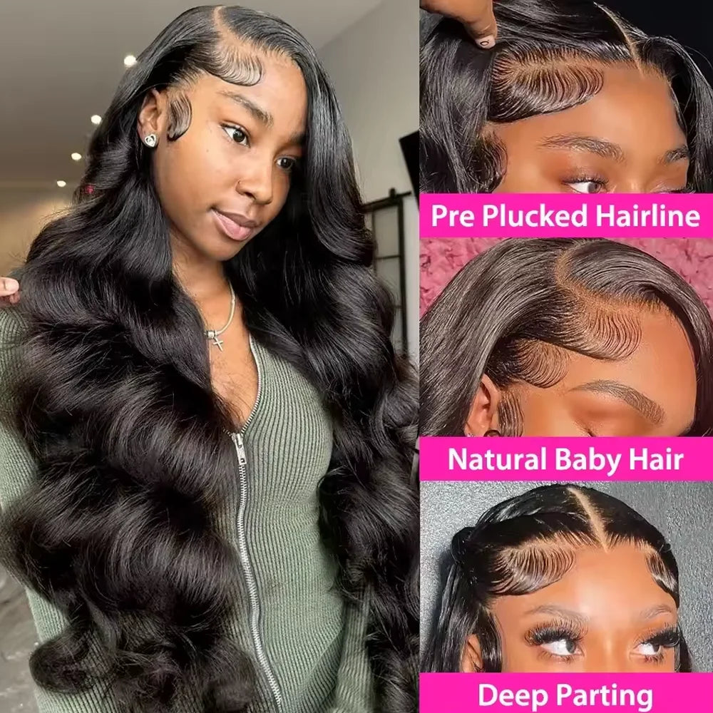 Raw Peruvian Body Wave 250% Density 40 42 inch 13x6 HD Lace Front Human Hair Wigs 13x4 Frontal Wigs Women Glueless Closure Wigs-2