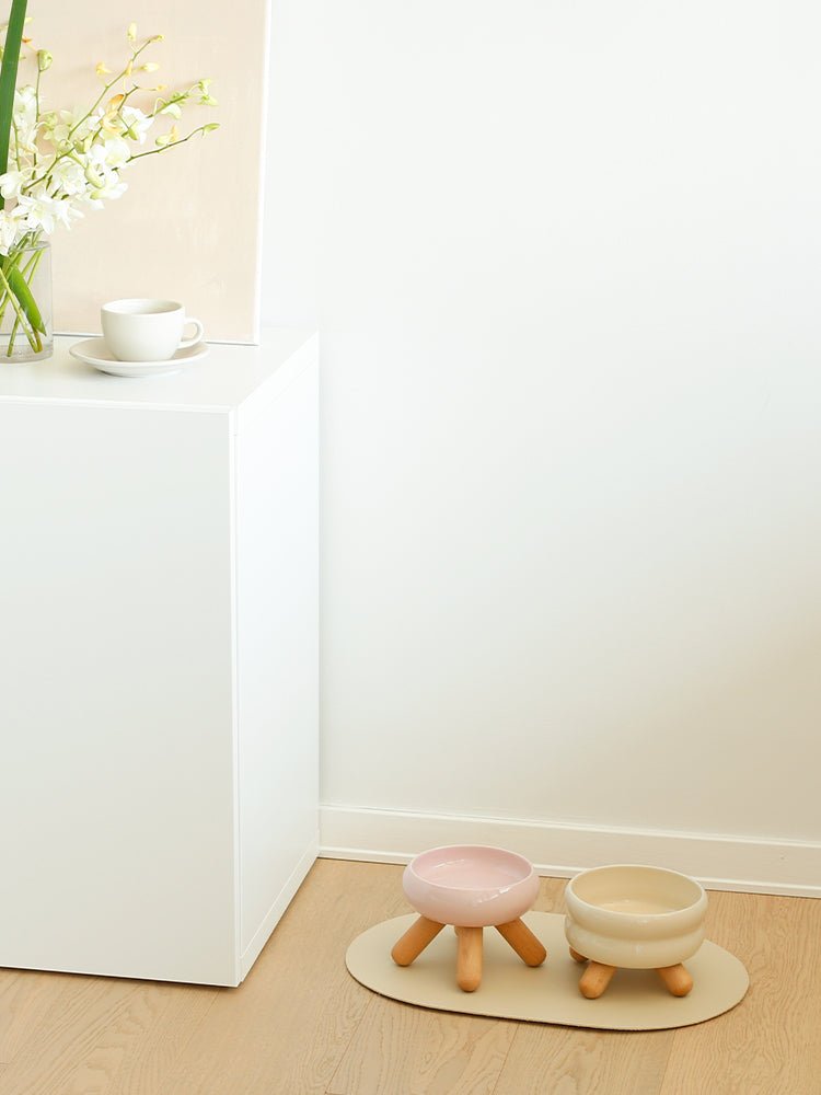 Gulu Elevated Ceramic Pet Water Bowl with Wooden Stand-4