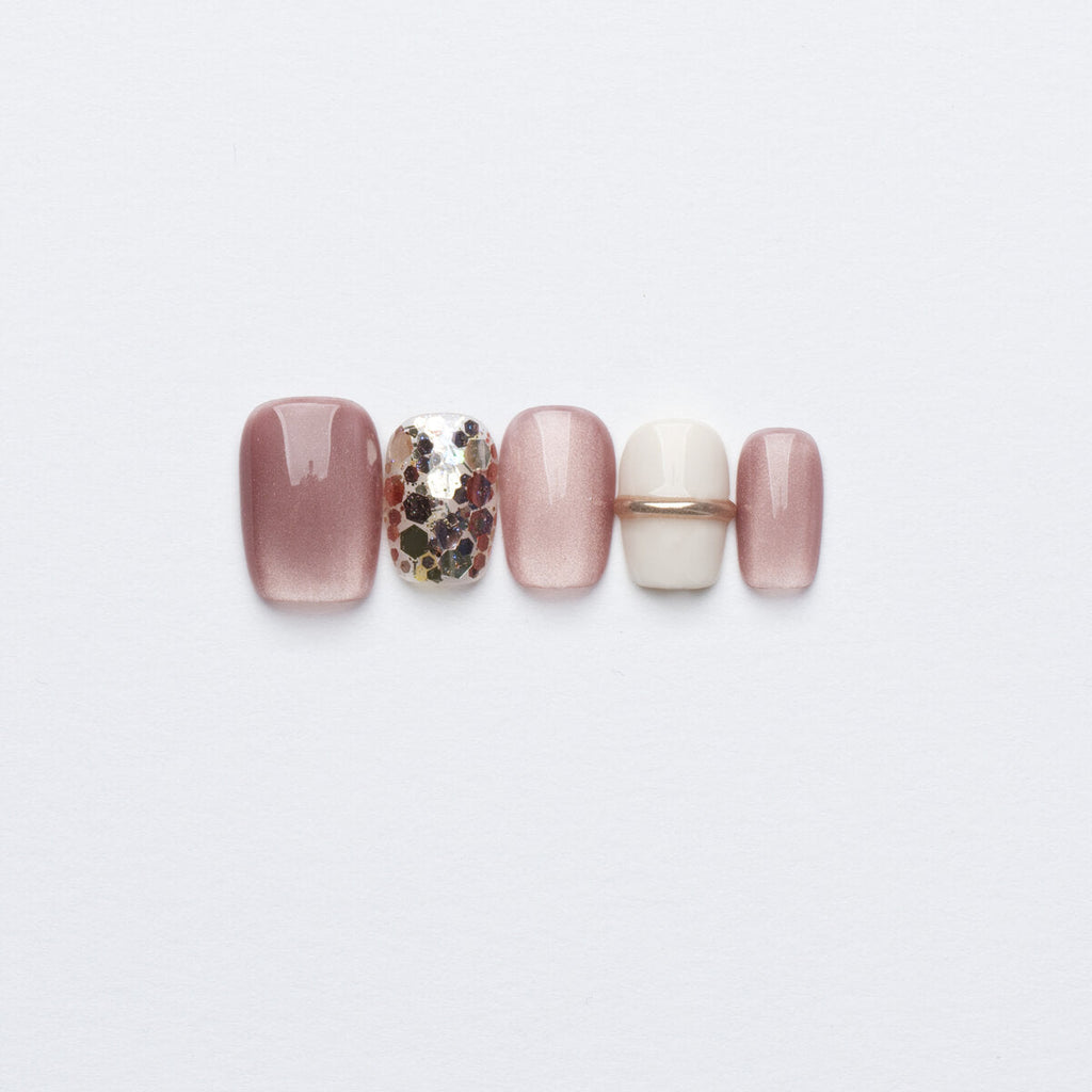 Raspberry Cat-Eye Shimmer Press-On Nails-2