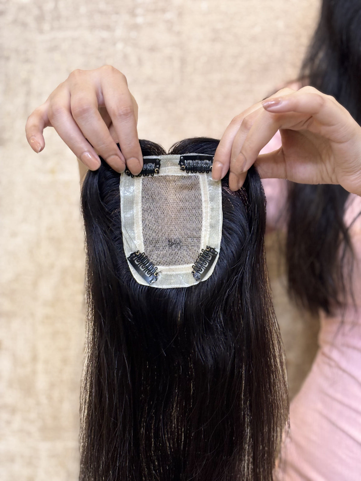 Hair Topper for Thinning Crown | Silk Base | Natural Black | Straight | Remy Hair India-4