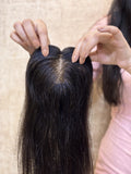 Hair Topper for Thinning Crown | Silk Base | Natural Black | Straight | Remy Hair India-3